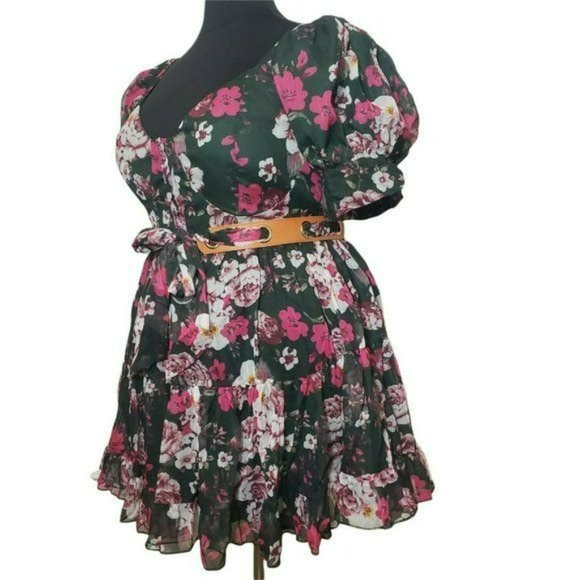 Latiste by Amy Green Floral Sweetheart Neckline Short Sleeve Dress XL - Picture 11 of 15